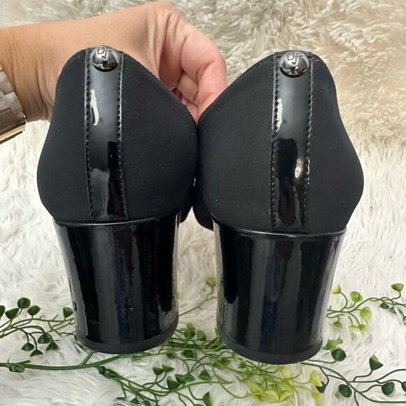 Donald J Pliner Black Stretchy Neoprene Square Toe Low Heel Pumps sz 7M - Picture 5 of 10